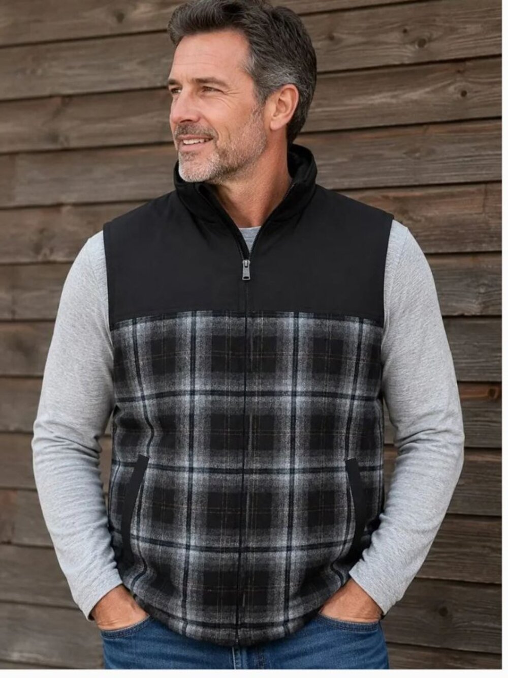 Pendleton Men's Puffer Vest Plaid Wool Blend Insulated Zip Front Outdoor Sz L